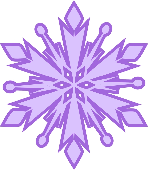 亮紫色六瓣雪花元素图案
