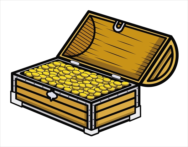 古代的金幣裝盒卡通矢量圖