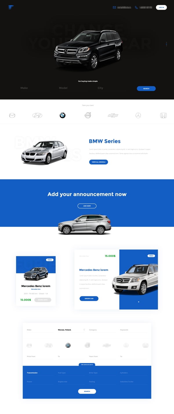 蓝色的汽车网站设计