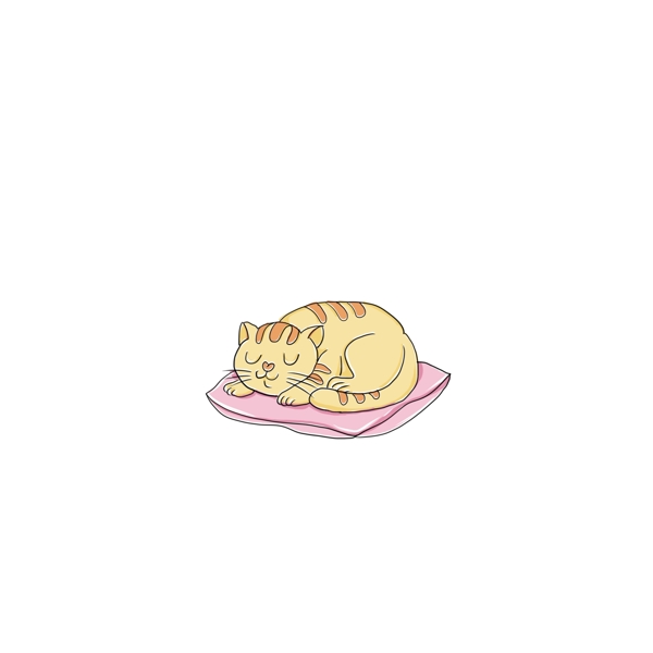 彩绘躺着垫子上慵懒的小猫设计可商用元素