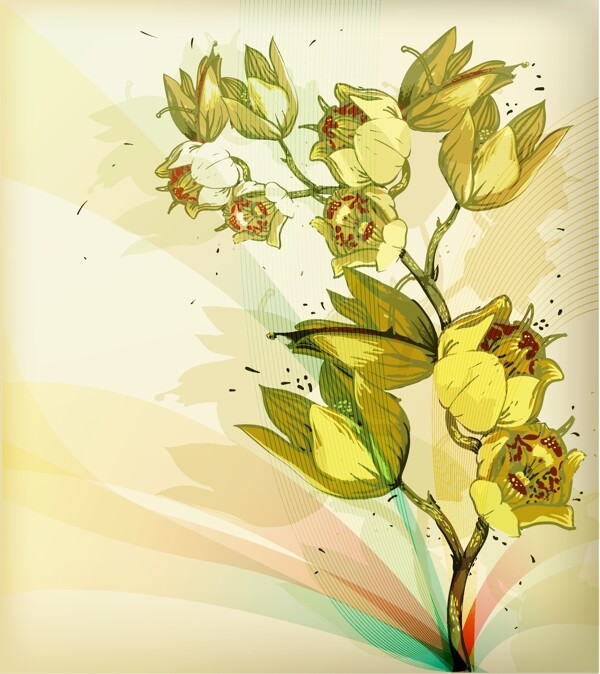 手绘水彩花卉花朵矢量素材