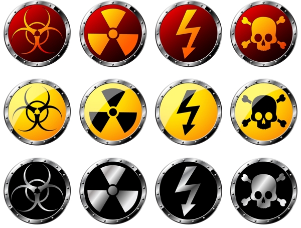核辐射的危险警告标志矢量素材