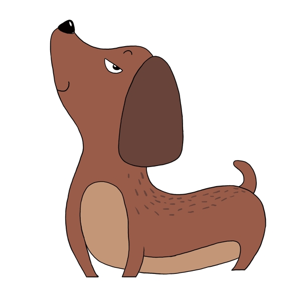 表情傲娇的腊肠狗可爱手绘卡通