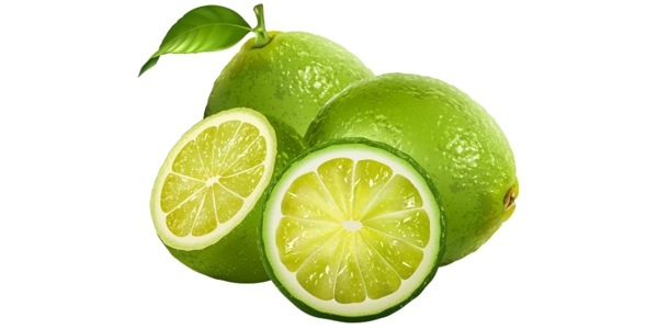 新鲜切开的绿色柠檬免抠psd透明素材