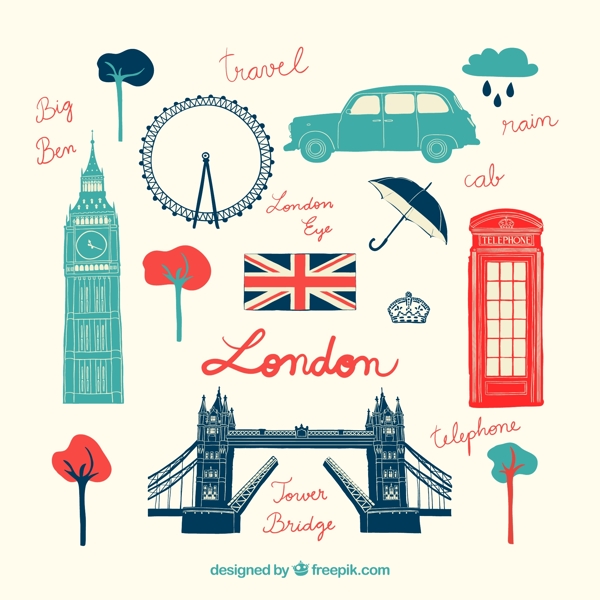 10款英国伦敦旅行元素矢量素材