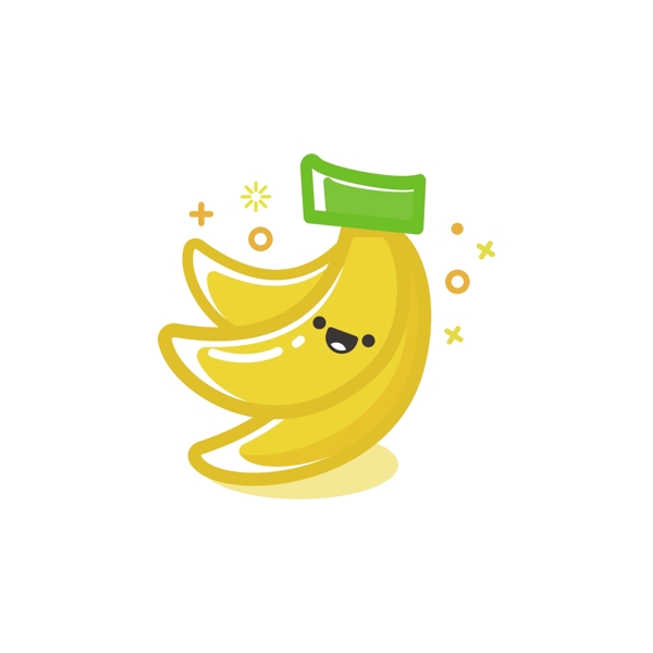 黄色系夏日清凉高还原三根香蕉三维图案卡通水果矢量图