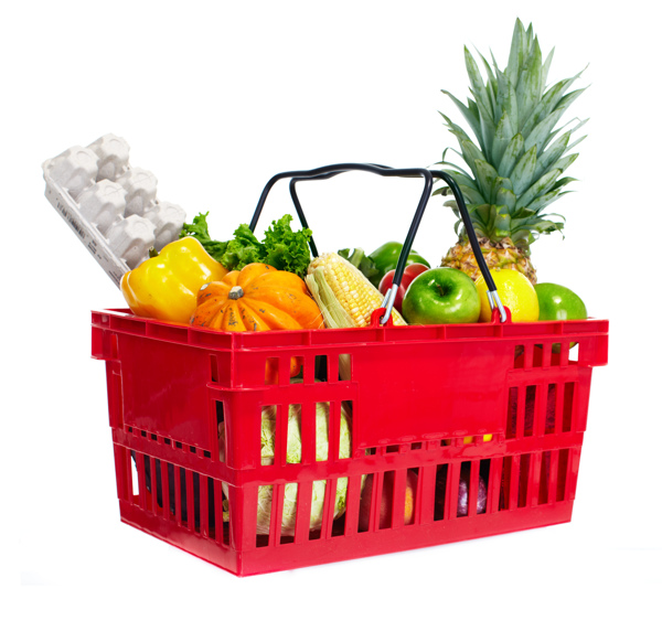 购物篮里的水果蔬菜图片
