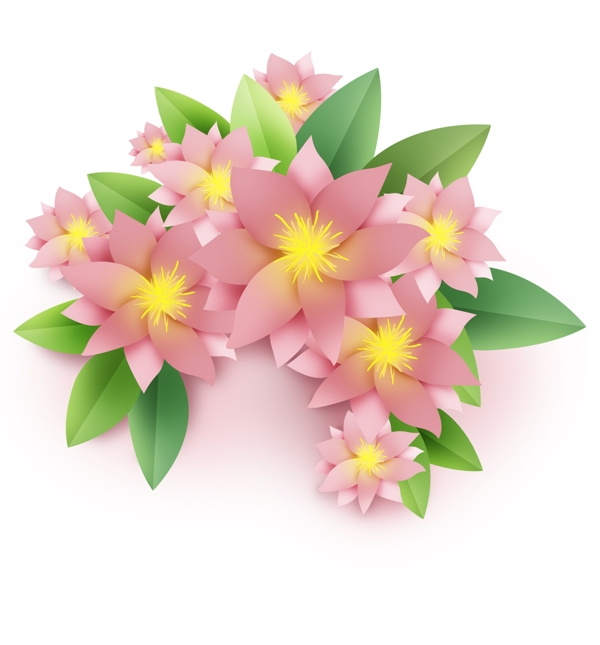 立体折纸风粉色花卉