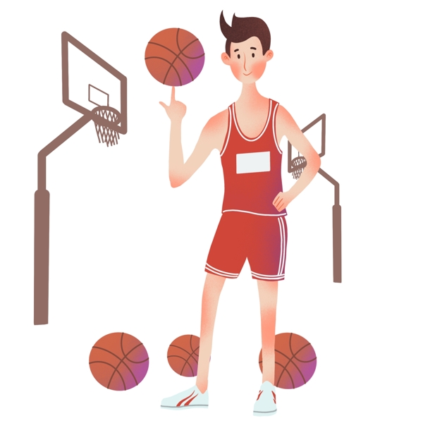 打篮球健身男孩插画