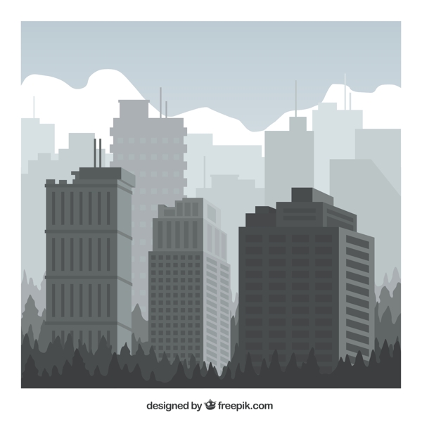 灰色都市建筑群矢量素材