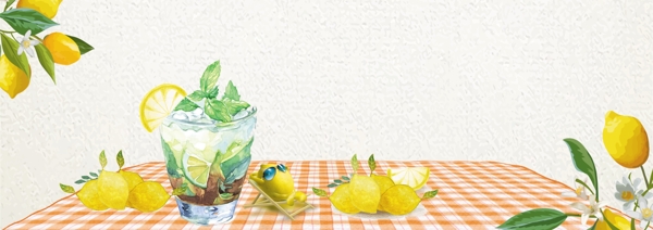 夏日冰镇柠檬饮料海报背景设计