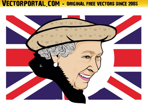 英国女王伊丽莎白肖像载体图标矢量