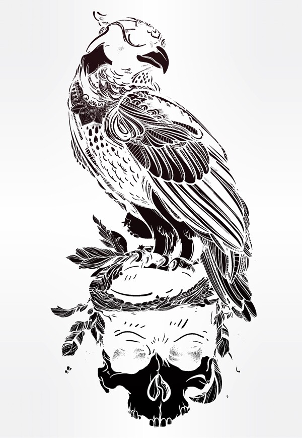 雄鷹骷髏插畫(huà)