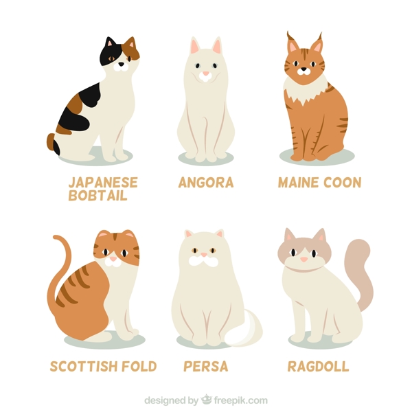 6款可爱猫咪设计矢量素材