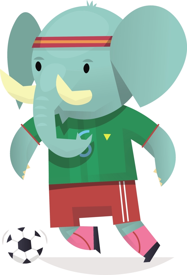 大象足球运动员卡通形象