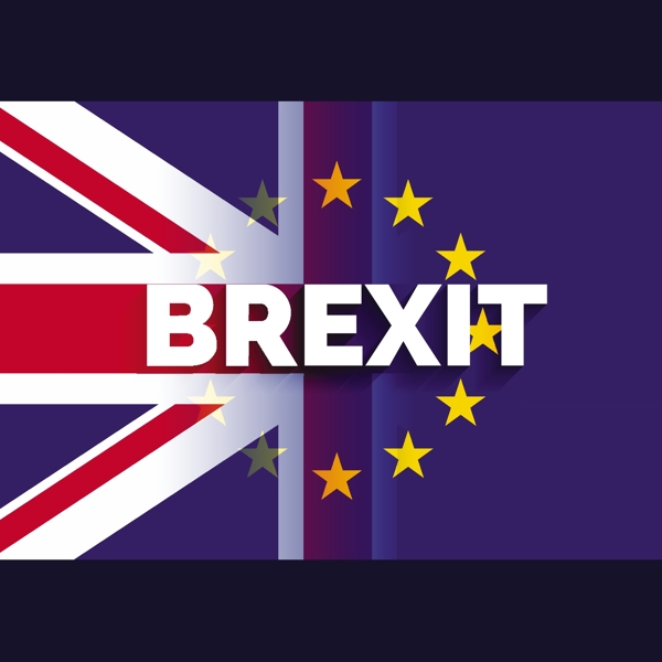 英国和欧盟的旗帜英国退欧文本
