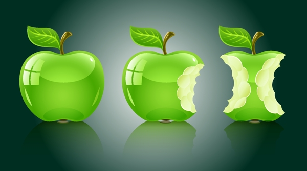 精美绿色苹果矢量素材图片
