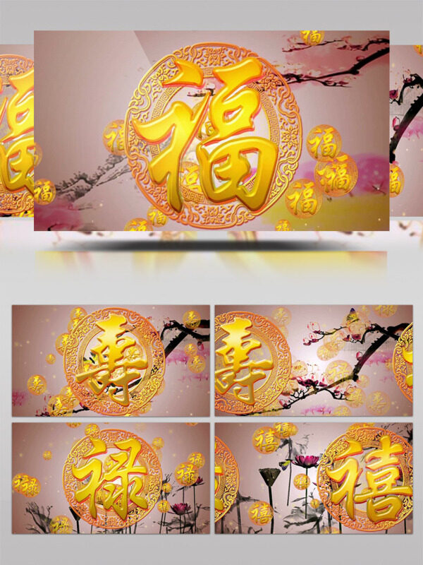 中国风水墨寿宴寿庆生日庆典祝寿视频素材