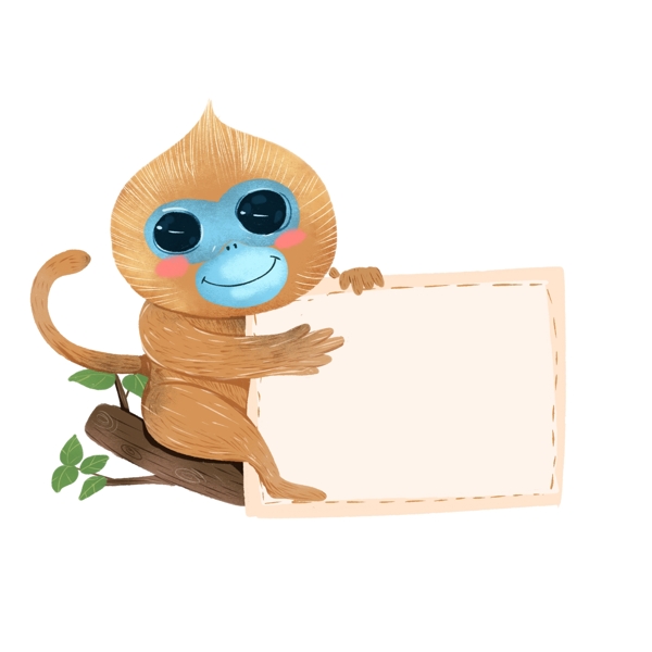 珍惜动物卡通边框金丝猴