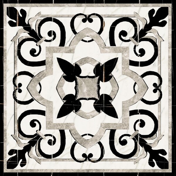 黑白欧式后现代设计花纹地板贴图