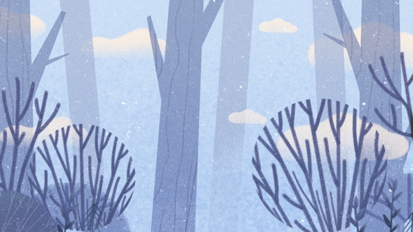 简约小清新冬天树林里的雪景背景素材