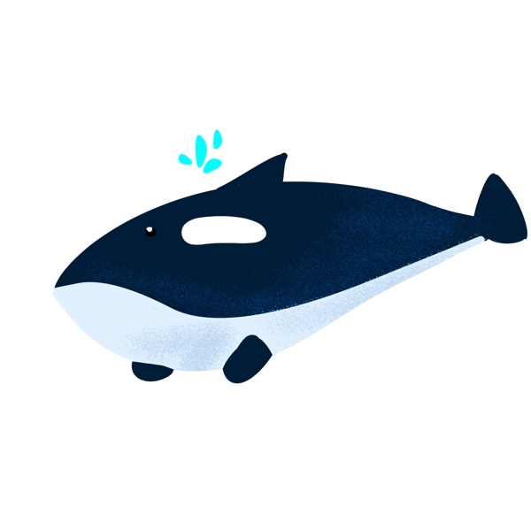 蓝黑色游动的鲸鱼插画