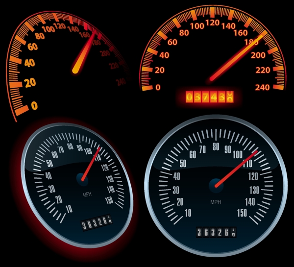 汽车行驶里程车速里程表转速表向量