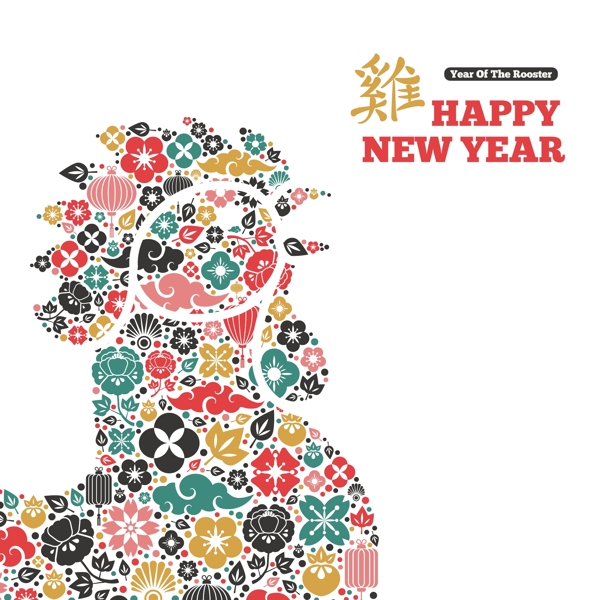 雞年卡通矢量背景素材