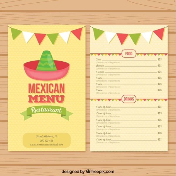 可爱的墨西哥菜单花环和帽子