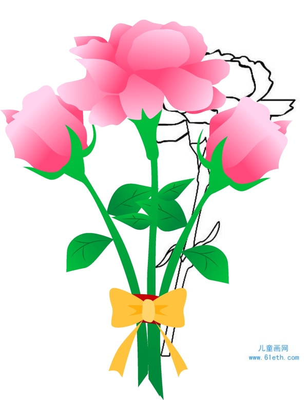 七夕情人节手绘玫瑰花