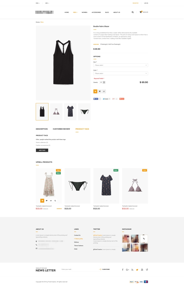 企业服装商城购物网站模板之产品规格详情