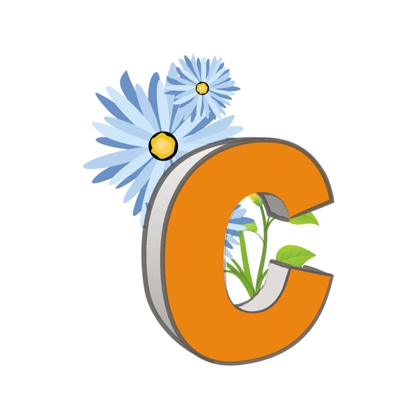 向量C字母花