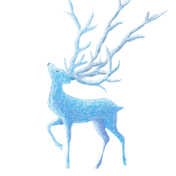 蓝色唯美治愈系小鹿动物设计