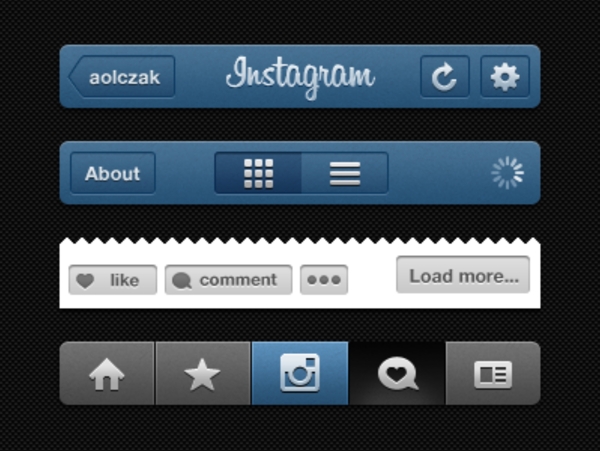 令人印象深刻的Instagram的GUI元素psd