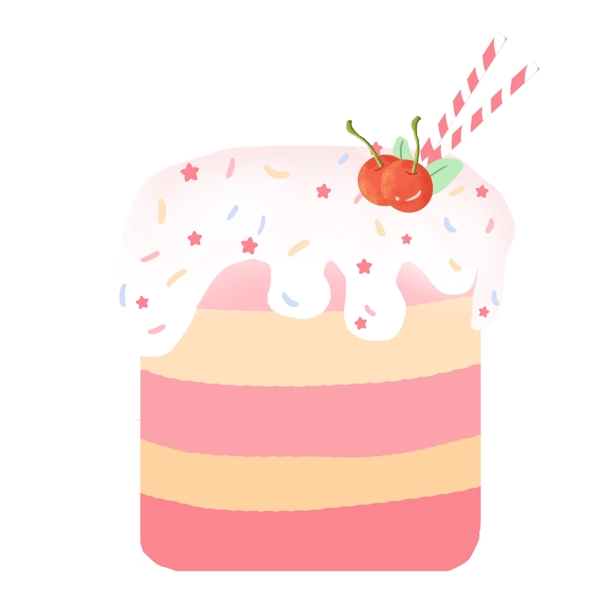 漂亮的水果蛋糕插画