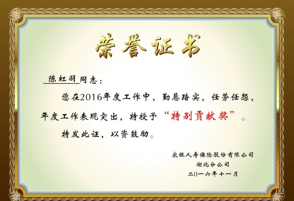 榮譽(yù)證書(shū)
