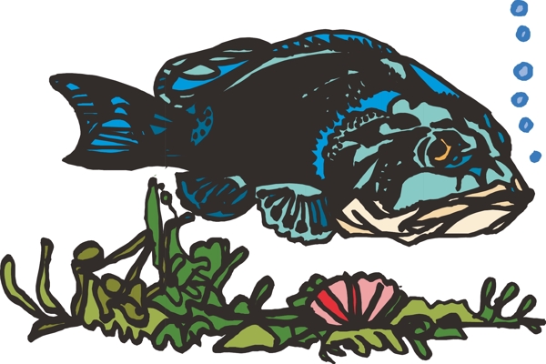 印花矢量圖魚類免費素材