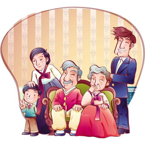 传统韩国一家人图片