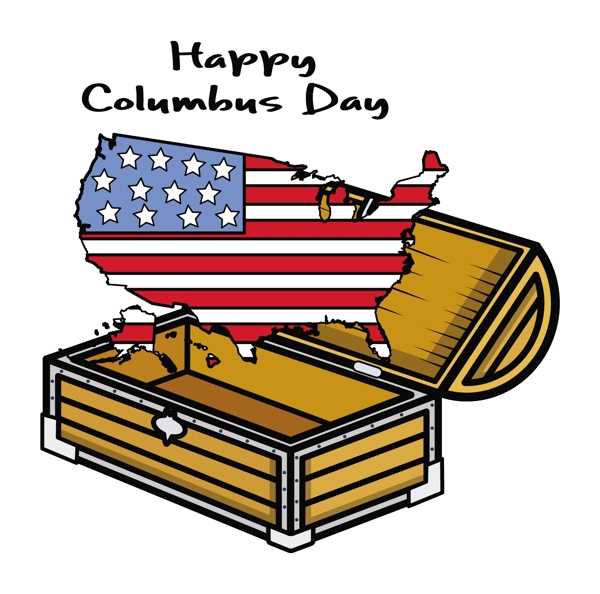 快乐的哥伦布日美国地图宝向量
