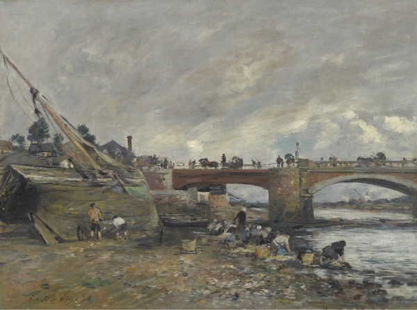 EugeneBoudinTheLaundressesneartheBridge1878.jpeg畫家風(fēng)景畫靜物油畫建筑油畫裝飾畫