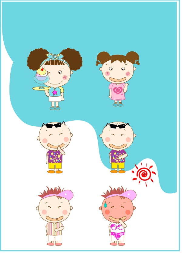可愛卡通小孩矢量素材