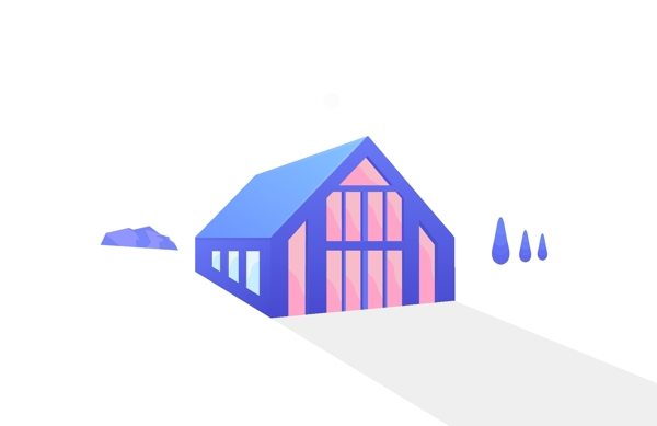 蓝紫色房子矢量插画
