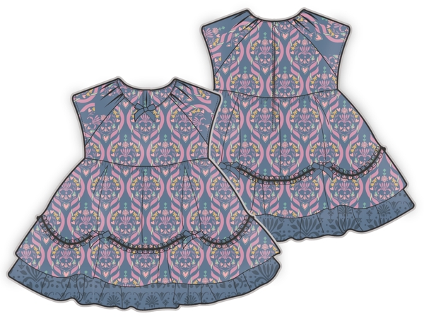 无袖紫色裙子服装设计原稿矢量素材