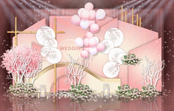 粉白色系日式婚礼效果图
