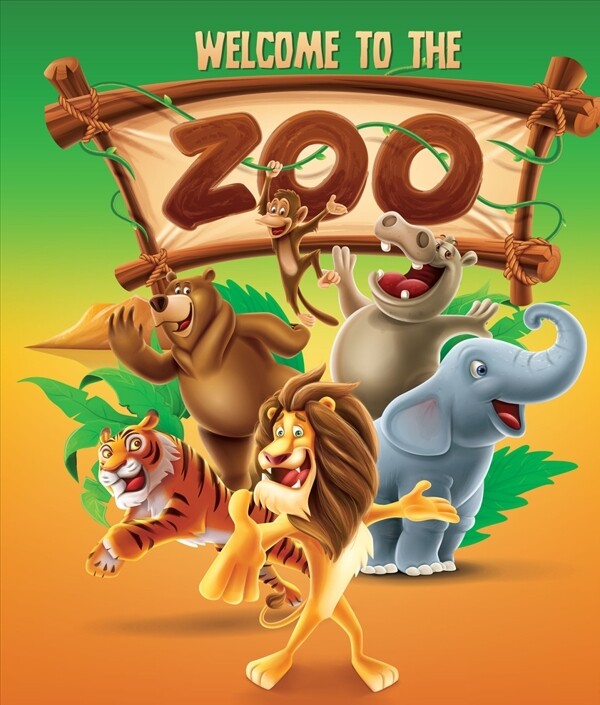 卡通动物园海报