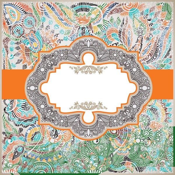 花紋填充描邊邊框矢量素材