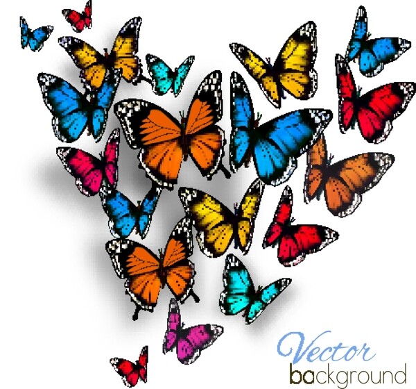 美丽的蝴蝶与情人节矢量素材设计图