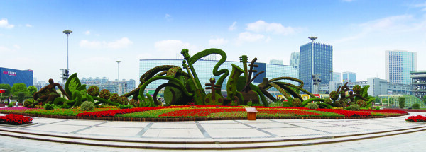杭州城市立体花坛图片