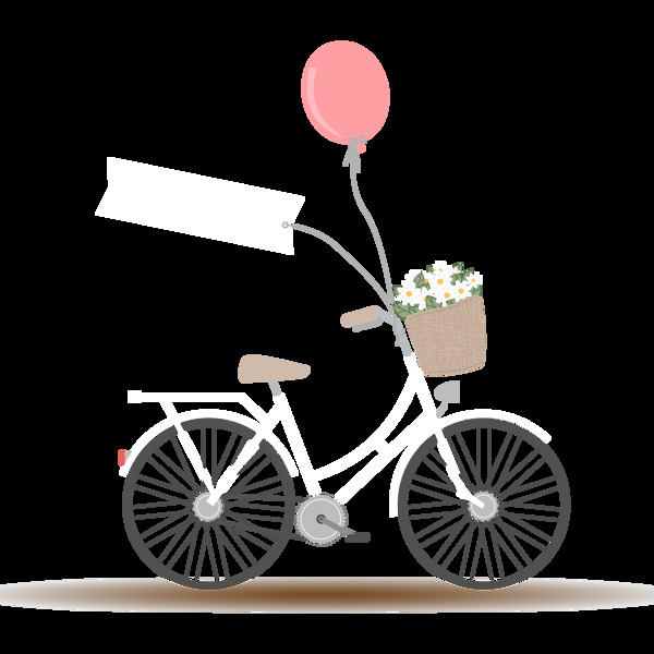 气球单车自行车插画免抠png透明图层素材