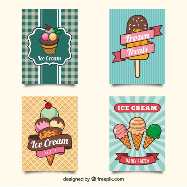 几个美味的冰淇淋插图矢量素材